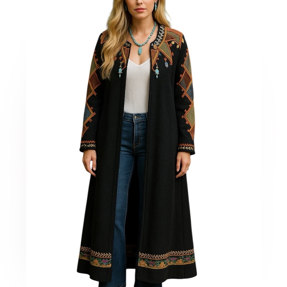 Double D Ranch extremely embellished embroidered ankle length jacket - Picture 2 of 11